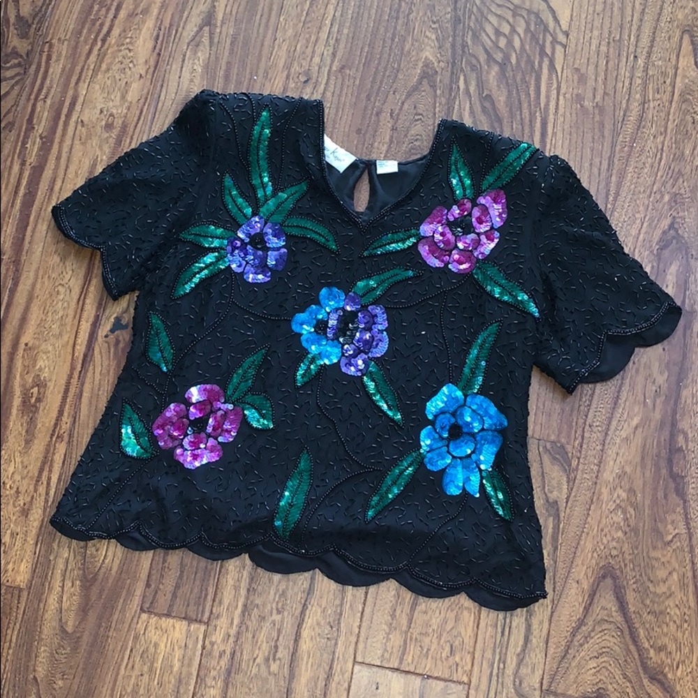 Vintage Silk Beaded Blouse - Picture 1 of 4